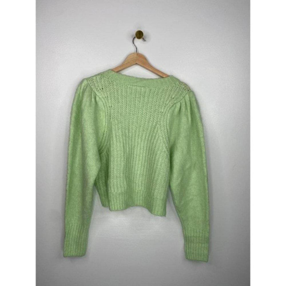 Topshop Pleated Sleeve Crew Neck Women's Sweater Pastel Green Size: Medium NWOT - Picture 6 of 6